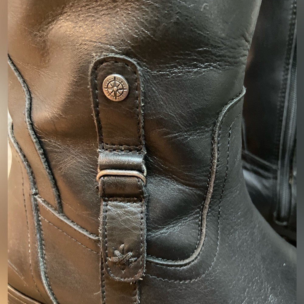Bussola~Black Leather Riding Boots~Expandable Elastic @ Calf~Size 38-EUR/7.5-US - Picture 4 of 11